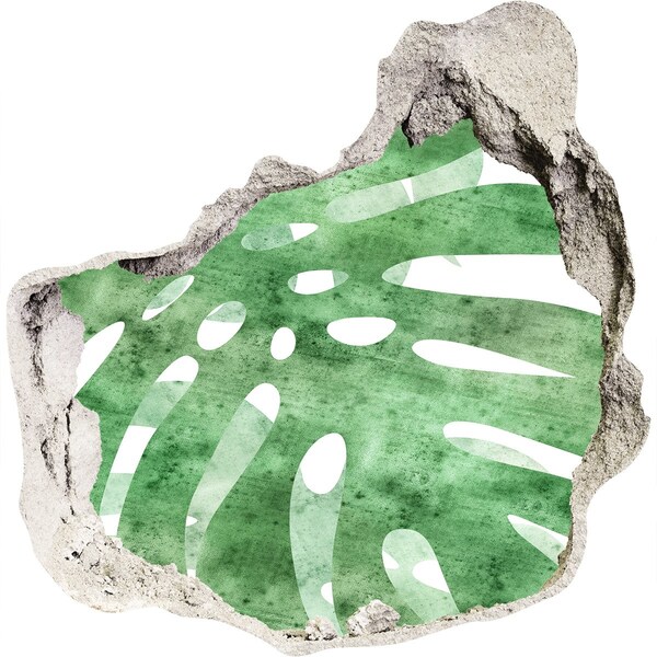 Autocollant mural trou Feuille verte dans un mur endommagé