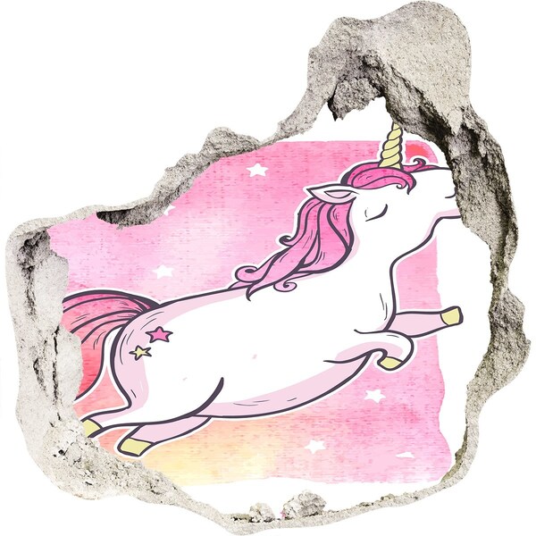 Sticker trou dans le mur Licorne en plein saut