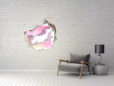 Sticker trou dans le mur Licorne en plein saut