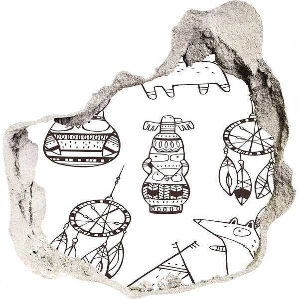 Autocollant à effet 3d trou Motifs ethniques en fond de mur