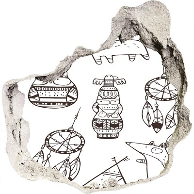 Autocollant à effet 3d trou Motifs ethniques en fond de mur