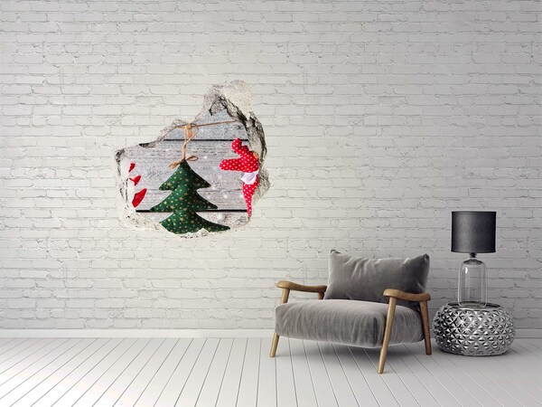 Autocollant à effet 3d trou Décoration de Noël « trou dans le mur »