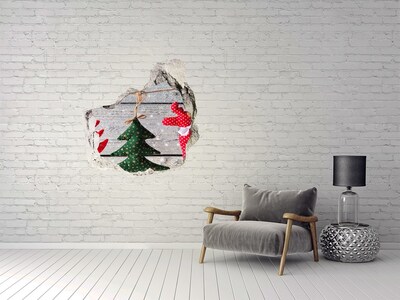 Autocollant à effet 3d trou Décoration de Noël « trou dans le mur »