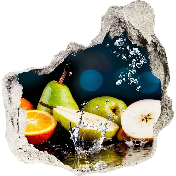 Sticker mural effet trou Cascade de fruits