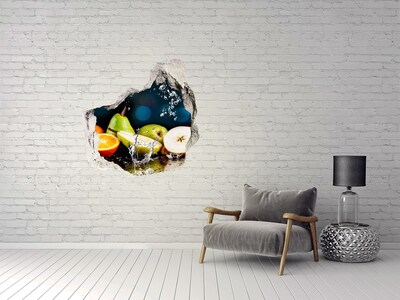 Sticker mural effet trou Cascade de fruits