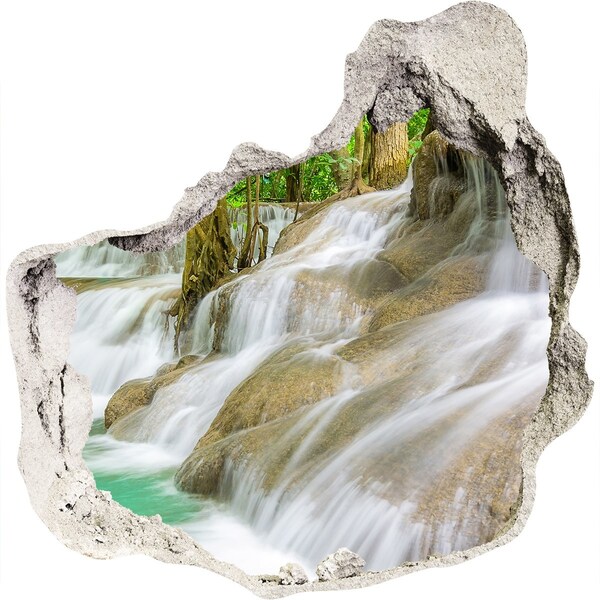 Sticker mural effet trou Cascade dans la jungle