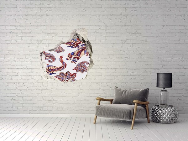 Autocollant à effet 3d trou Des motifs colorés dans un trou dans le mur