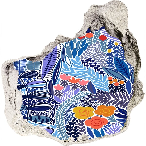 Sticker mural effet trou jardin tropical caché