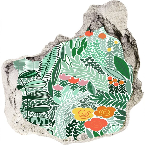 Autocollant à effet 3d trou Jardin fleuri « Trou dans le mur »