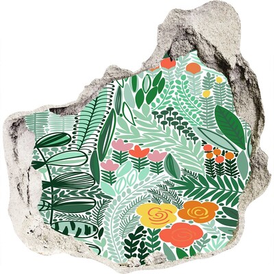 Autocollant à effet 3d trou Jardin fleuri « Trou dans le mur »