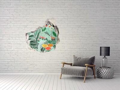 Autocollant à effet 3d trou Jardin fleuri « Trou dans le mur »