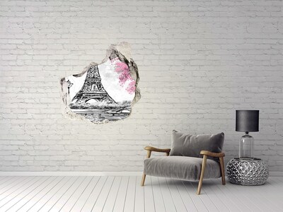 Sticker trou dans le mur La tour Eiffel à Paris