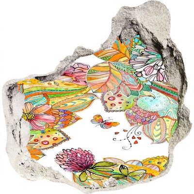 Autocollant à effet 3d trou Un paradis floral derrière les murs