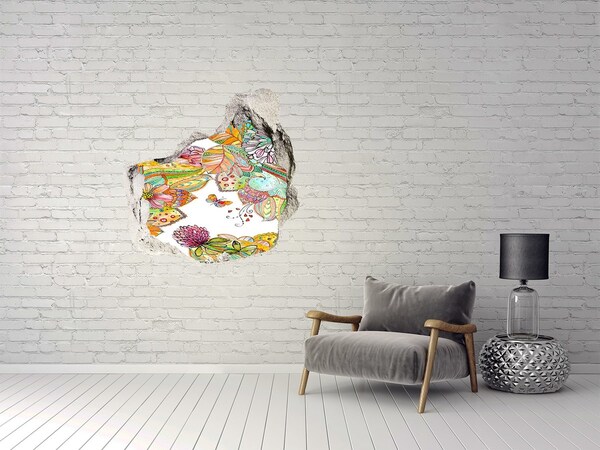 Autocollant à effet 3d trou Un paradis floral derrière les murs