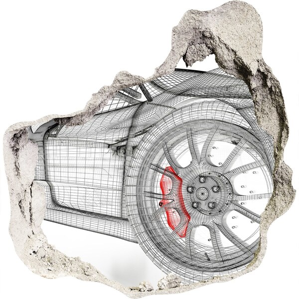 Sticker trou dans le mur Voiture de course cachée dans le mur