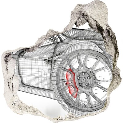 Sticker trou dans le mur Voiture de course cachée dans le mur