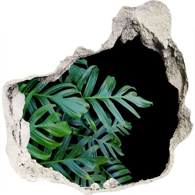 Autocollant à effet 3d trou La jungle verte derrière le mur