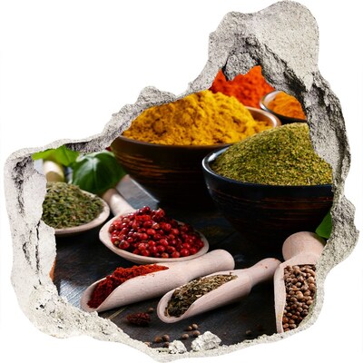 Sticker mural effet trou Des épices colorées dans la cuisine