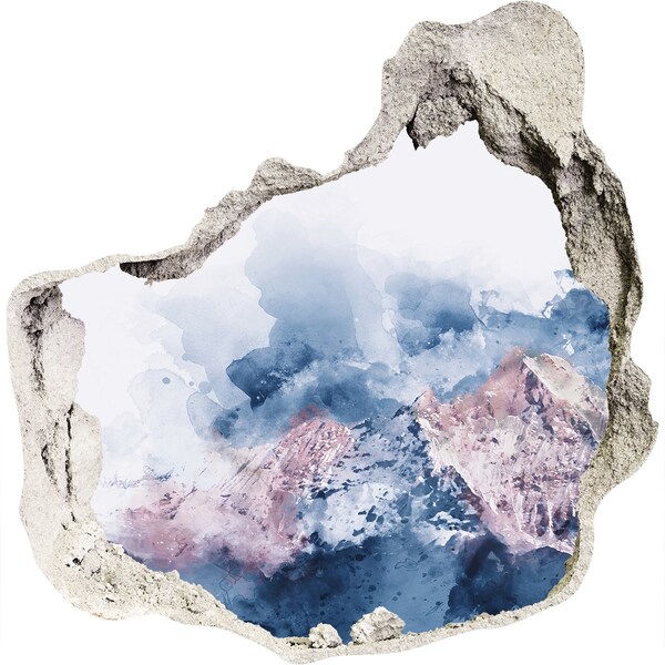 Sticker mural effet trou Paysage de montagne dans un trou dans le mur