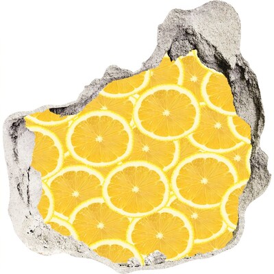 Sticker mural effet trou explosion de citron