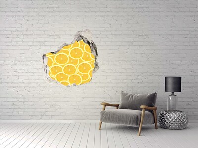 Sticker mural effet trou explosion de citron