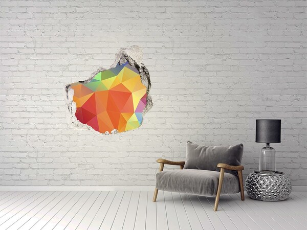 Sticker mural effet trou Des formes géométriques colorées dans un trou dans le mur
