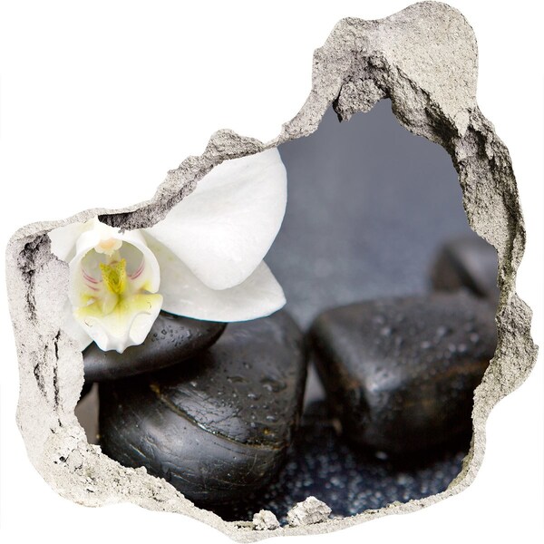 Sticker mural effet trou Fleurs et pierres dans le spa