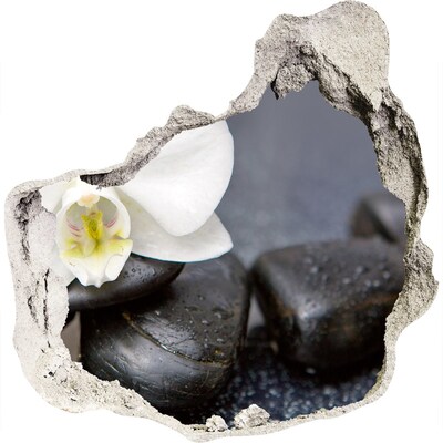 Sticker mural effet trou Fleurs et pierres dans le spa