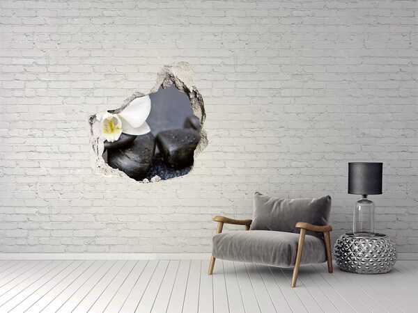 Sticker mural effet trou Fleurs et pierres dans le spa