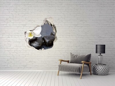 Sticker mural effet trou Fleurs et pierres dans le spa