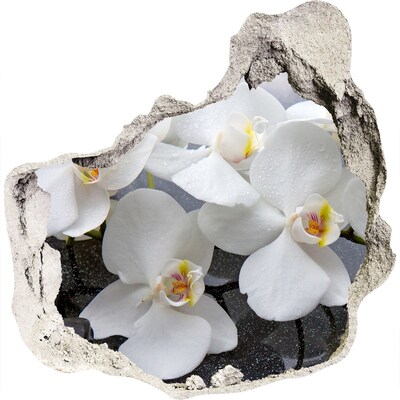 Autocollant à effet 3d trou Orchidées blanches grès