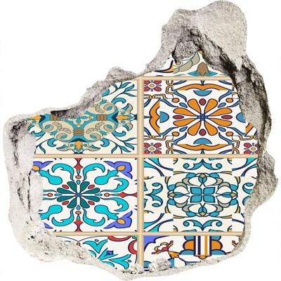 Sticker mural effet trou Carreaux colorés de style marocain