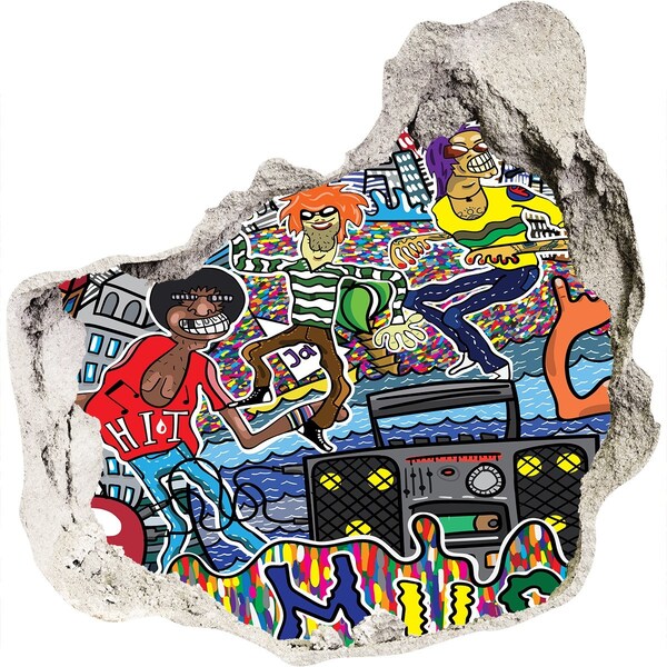 Sticker mural effet trou Festival de la joie de la ville