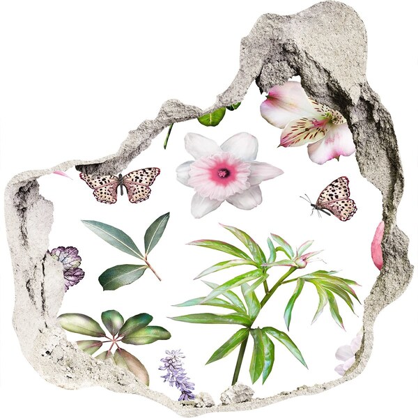 Sticker trou dans le mur Un paradis fleuri derrière le mur