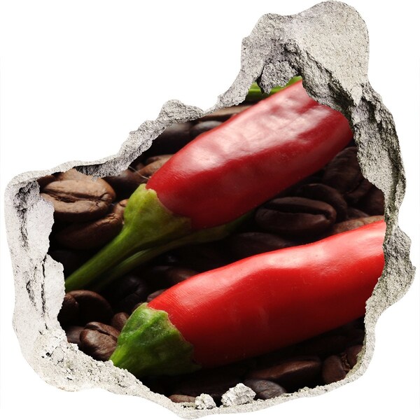 Sticker trou dans le mur Le goût épicé du café et du piment