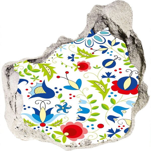 Autocollant mural trou Motif floral sur fond béton