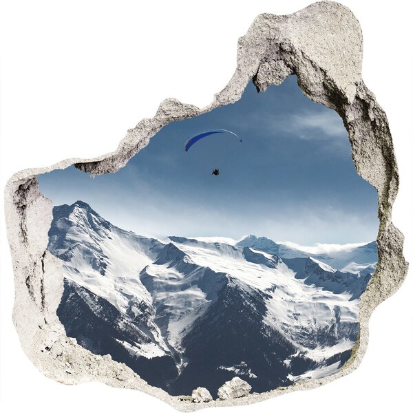 Sticker mural effet trou Paysage de montagne avec un parapente