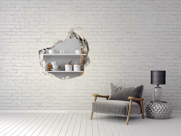 Sticker mural effet trou Décorations sur l'étagère grès