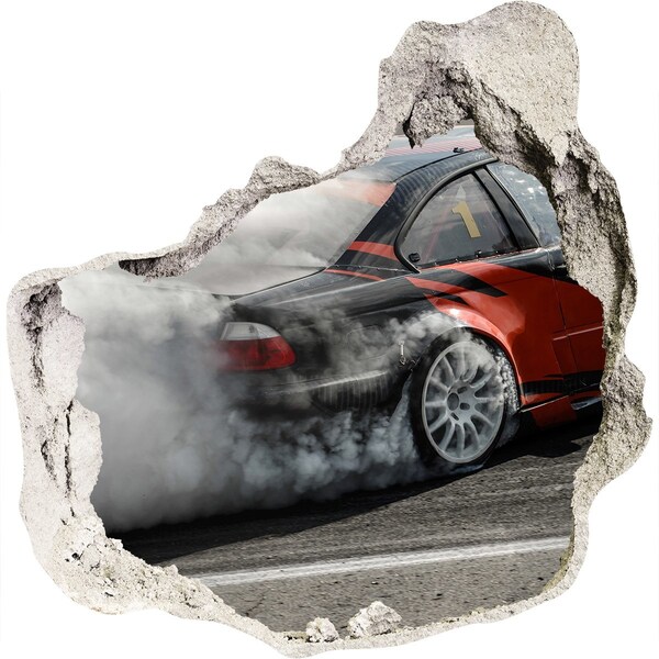 Autocollant à effet 3d trou Voiture de course en action