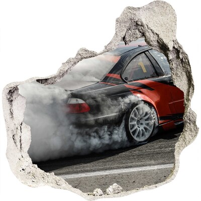 Autocollant à effet 3d trou Voiture de course en action