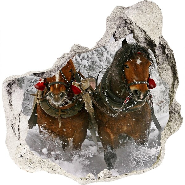 Autocollant mural trou Voyage hivernal avec des chevaux