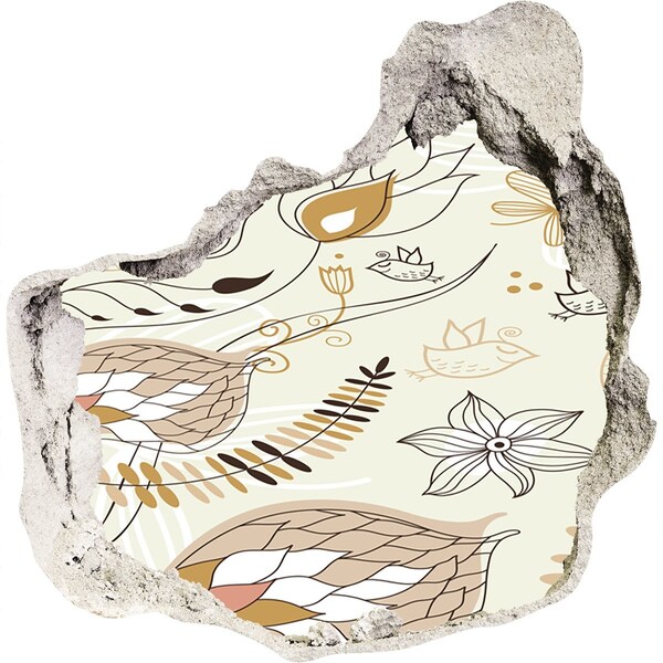 Autocollant mural trou Oiseaux printaniers dans le jardin