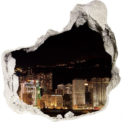 Sticker mural effet trou Panorama nocturne de la ville