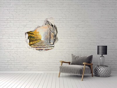 Autocollant à effet 3d trou Allée d'arbres d'automne