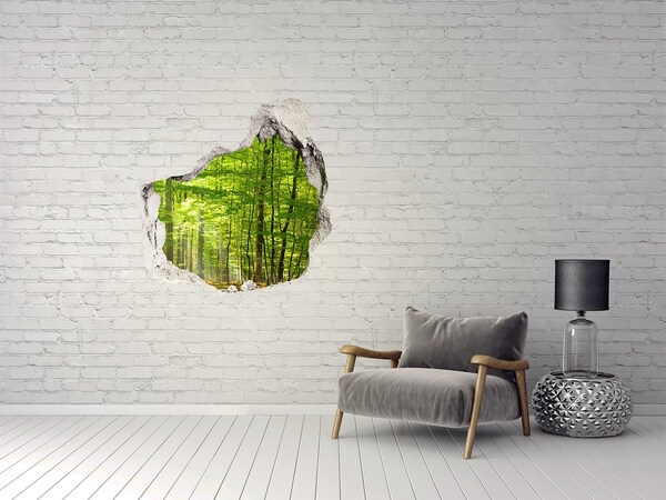 Autocollant à effet 3d trou Forêt verte sous le soleil