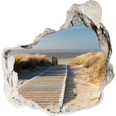 Autocollant à effet 3d trou Chemin sur la plage grès