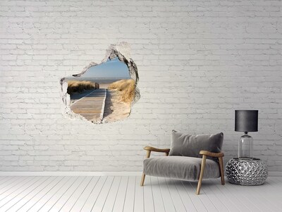 Autocollant à effet 3d trou Panneau indicateur vers la plage