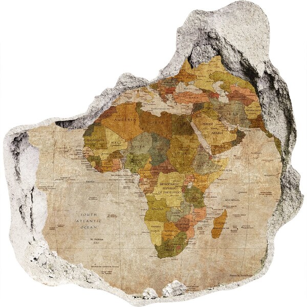 Autocollant à effet 3d trou Carte de l'Afrique au mur