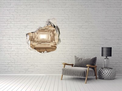 Autocollant à effet 3d trou Labyrinthe en bois dans le mur