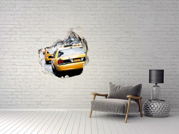 Autocollant à effet 3d trou Les taxis new-yorkais en action